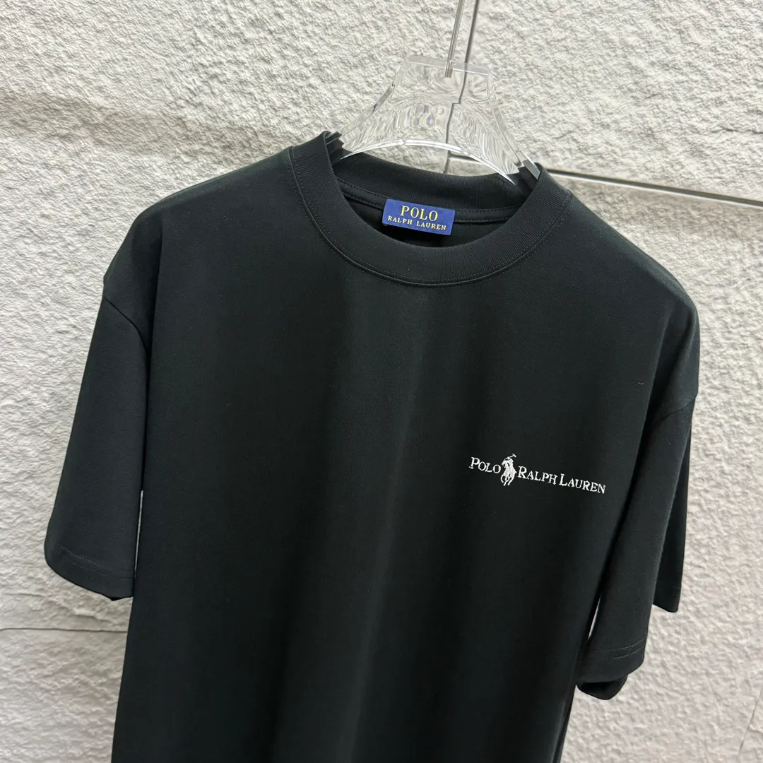 🅿️180 Polo* Ralph Lauren 2025 spring and summer new style Classic letter pony embroidery Customized double yarn plain cotton fabric Short-sleeved T-shirt Unisex Color: Black White Angora Red Size: S (90-130 pounds) M (120-150 pounds) L (140-165 pounds) XL (160-180 pounds) XXL (180-210 pounds)